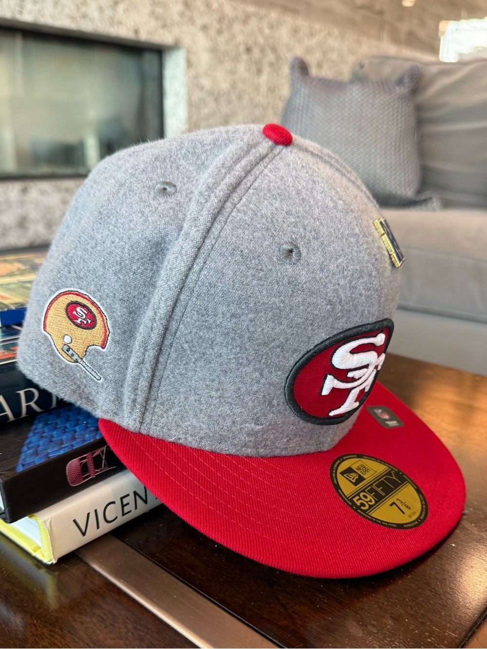 New Era San Francisco 49ers Gray and Red 59FIFTY Fitted Hat. 7 3/8 - Picture 4 of 8